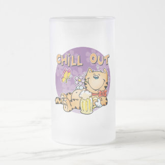 Taza De Cristal Esmerilado Enfríe hacia fuera el gato