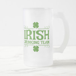 Taza De Cristal Esmerilado Equipo de Bebedores Irlandeses Trébol