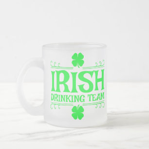 Taza De Cristal Esmerilado Equipo de Bebida Irlandés Trébol Verde