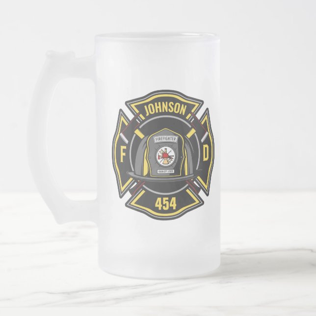 Taza De Cristal Esmerilado Equipo de rescate del Departamento de Bomberos (Izquierda)