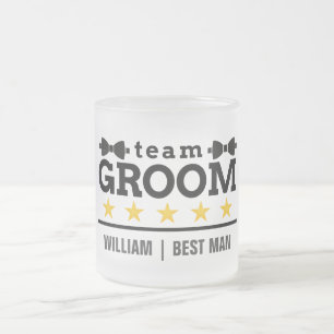 Taza De Cristal Esmerilado Equipo Personalizado del Novio Mejor Amigo 