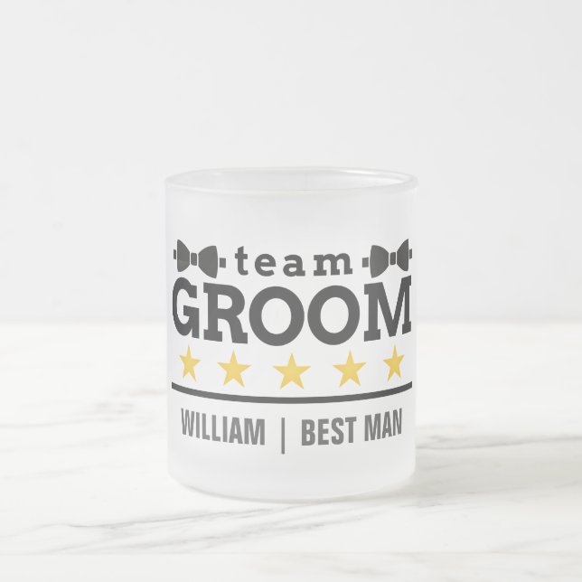 Taza De Cristal Esmerilado Equipo personalizado Groom Best Man (Centro)