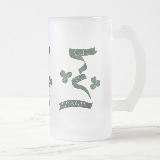 Taza De Cristal Esmerilado Erin Go Braugh Clover - Mug (Derecha)