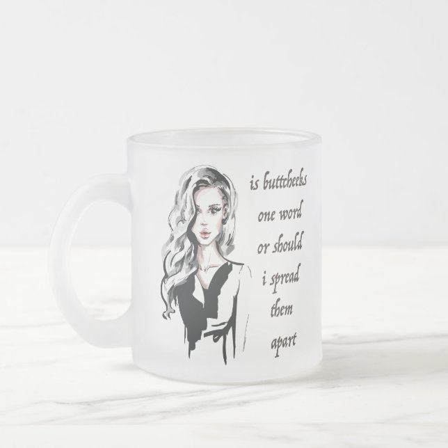 Taza De Cristal Esmerilado Es Buttcheeks una palabra (Izquierda)
