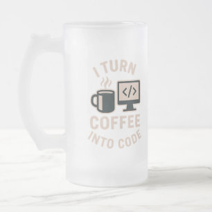 Taza De Cristal Esmerilado Es gracioso que convierta el café en código