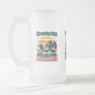Taza De Cristal Esmerilado Es hora de hacer surf - Hawái