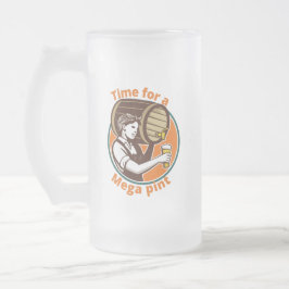 Taza De Cristal Esmerilado Es hora de una mega pinta