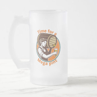 Taza De Cristal Esmerilado Es hora de una mega pinta