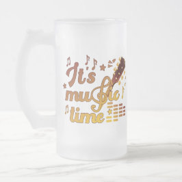Taza De Cristal Esmerilado Es momento de la música, guitarra de oro musical