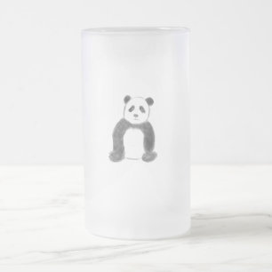 Taza De Cristal Esmerilado Esbozo de panda blanco y negro
