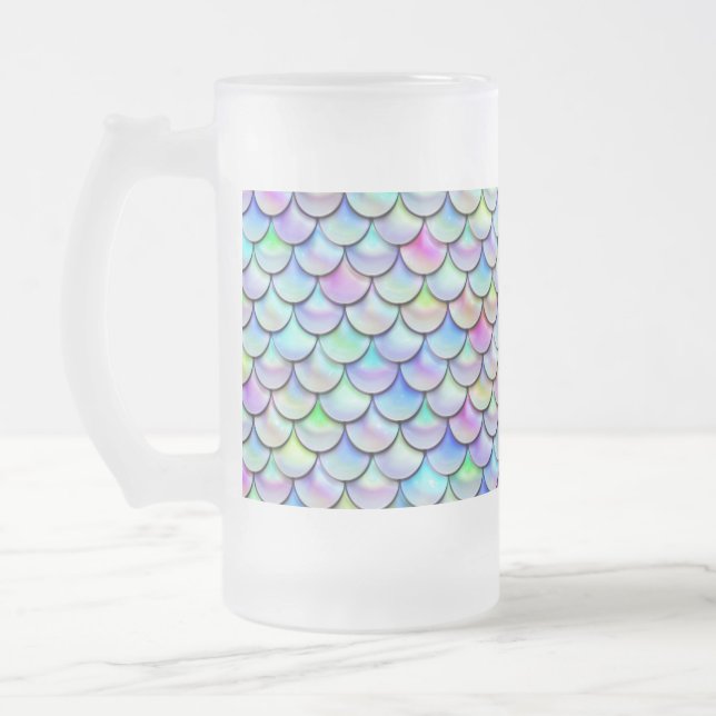 Taza De Cristal Esmerilado Escala de sirenas de burbujas arcoiris (Izquierda)