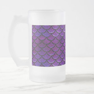 Taza De Cristal Esmerilado Escalas de sirenas moradas y azules