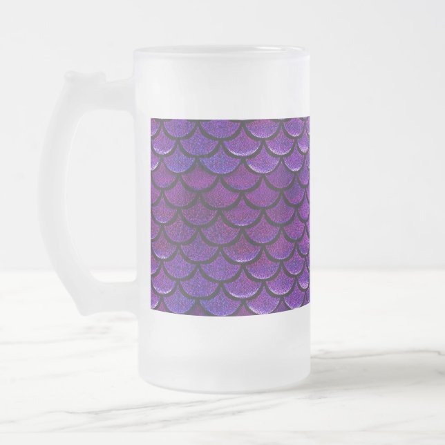 Taza De Cristal Esmerilado Escalas de sirenas moradas y azules (Izquierda)