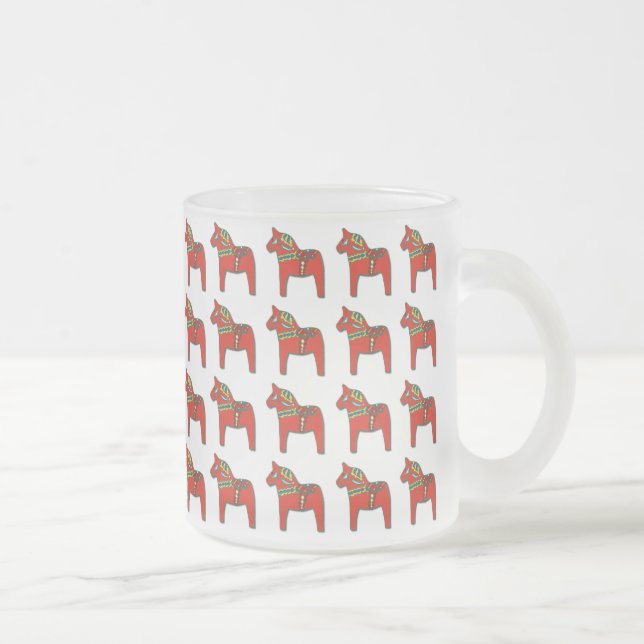 Taza De Cristal Esmerilado Escandinavo del modelo del caballo de Dala del (Derecha)