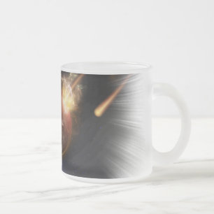 Taza De Cristal Esmerilado Escapada de arte fractal asteroide apocalipsis