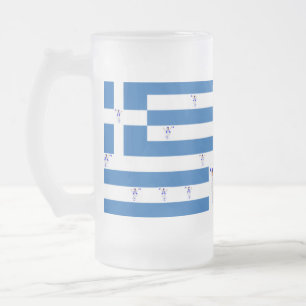 Taza De Cristal Esmerilado Escarcha: BANDERA GRIEGA CON BAILE DE EVZON