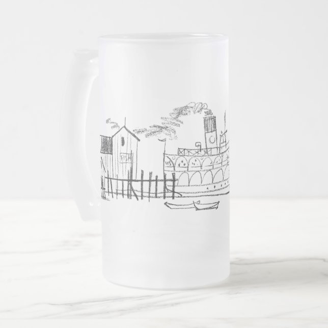 Taza De Cristal Esmerilado Escarcha de 16 oz. Mug, muelle costero de Isla de  (Anverso izquierdo)