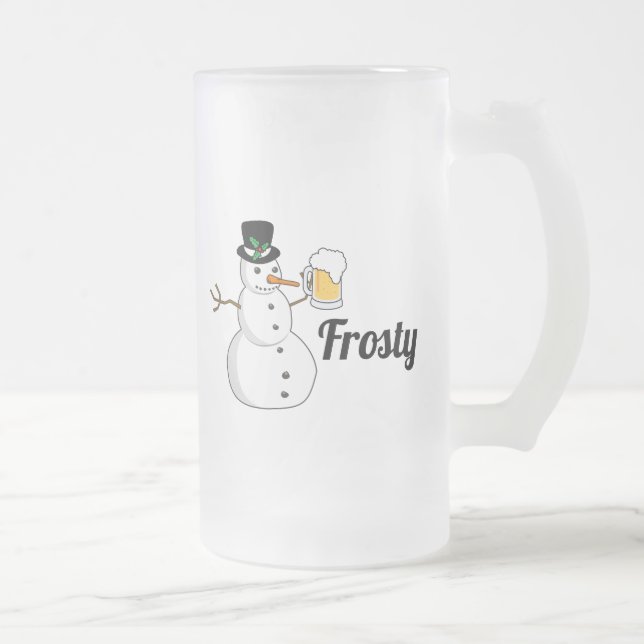 Taza De Cristal Esmerilado Escarchado el muñeco de nieve (Derecha)