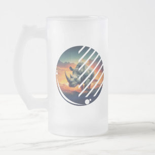 Taza De Cristal Esmerilado Escena de puesta de sol del rinoceronte geométrico