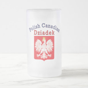 Taza De Cristal Esmerilado Escudo de águila canadiense polaco Dziadek