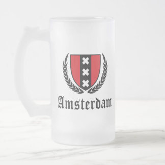 Taza De Cristal Esmerilado Escudo de Amsterdam