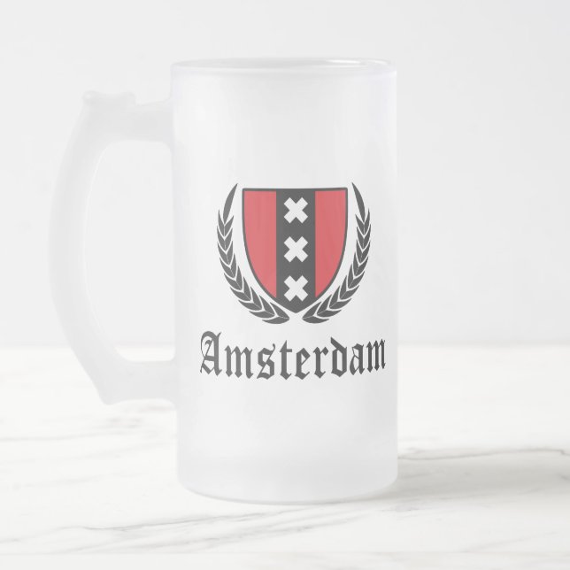 Taza De Cristal Esmerilado Escudo de Amsterdam (Izquierda)