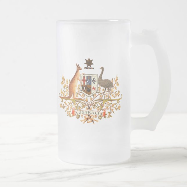 Taza De Cristal Esmerilado escudo de armas de Australia (Derecha)