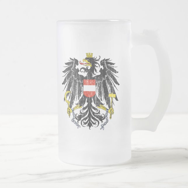 Taza De Cristal Esmerilado Escudo de armas de Austria (Derecha)