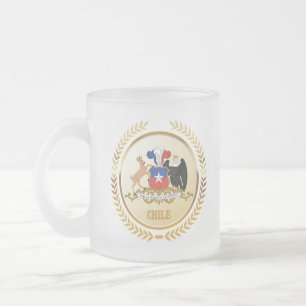 Taza De Cristal Esmerilado Escudo De Armas De Chile