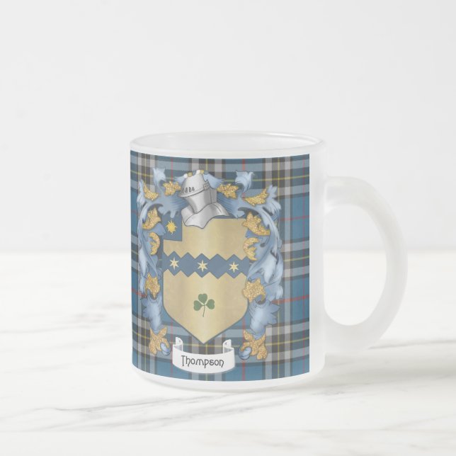 Taza De Cristal Esmerilado Escudo de armas de la familia Thompson (Irlanda) (Derecha)