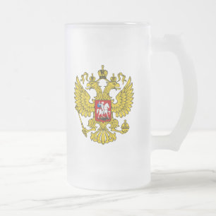 Taza De Cristal Esmerilado Escudo de armas de la Federación Rusa