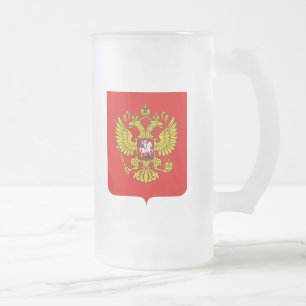 Taza De Cristal Esmerilado Escudo de armas de la Federación Rusa