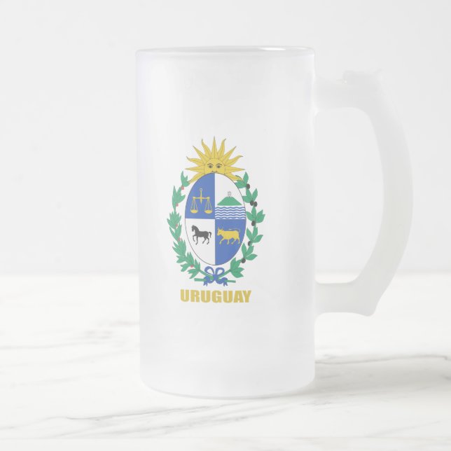 Taza De Cristal Esmerilado Escudo de armas del Uruguay (Derecha)