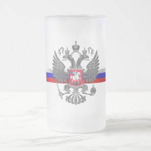 Taza De Cristal Esmerilado Escudo de armas ruso