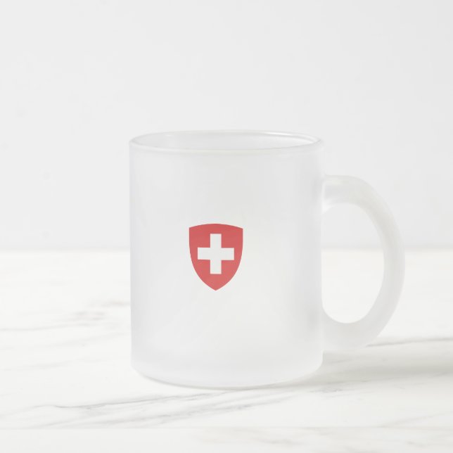 Taza De Cristal Esmerilado Escudo de armas suizo - recuerdo de Suiza (Derecha)
