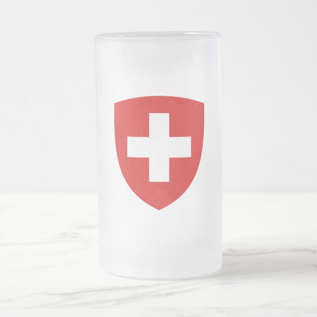 Taza De Cristal Esmerilado Escudo de armas suizo - recuerdo de Suiza (Centro)