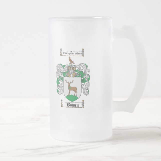 TAZA DE CRISTAL ESMERILADO ESCUDO DE LA FAMILIA DE BOWEN - ESCUDO DE ARMAS DE (Derecha)