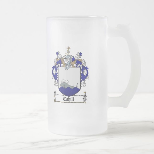 TAZA DE CRISTAL ESMERILADO ESCUDO DE LA FAMILIA DE CAHILL - ESCUDO DE ARMAS (Derecha)