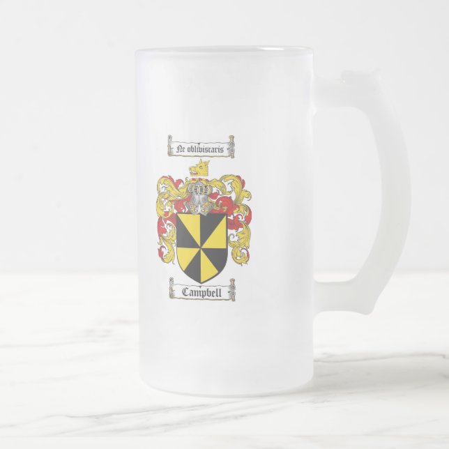 TAZA DE CRISTAL ESMERILADO ESCUDO DE LA FAMILIA DE CAMPBELL - ESCUDO DE ARMAS (Derecha)