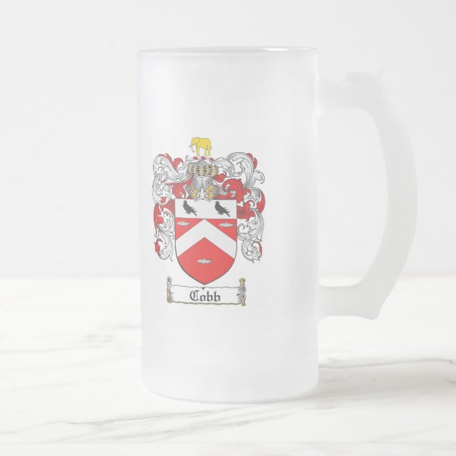 TAZA DE CRISTAL ESMERILADO ESCUDO DE LA FAMILIA DE COBB - ESCUDO DE ARMAS DE (Derecha)