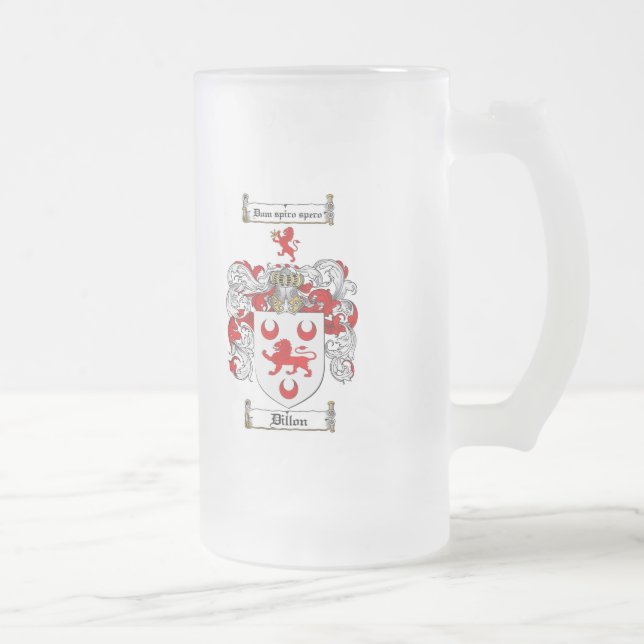 TAZA DE CRISTAL ESMERILADO ESCUDO DE LA FAMILIA DE DILLON - ESCUDO DE ARMAS (Derecha)