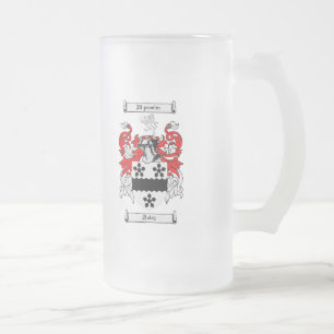 TAZA DE CRISTAL ESMERILADO ESCUDO DE LA FAMILIA DE FOLEY - ESCUDO DE ARMAS DE