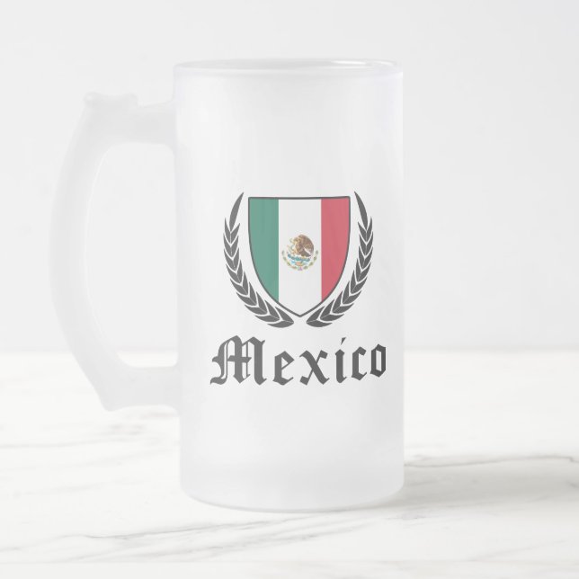 Taza De Cristal Esmerilado Escudo de México (Izquierda)