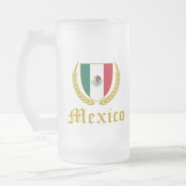 Taza De Cristal Esmerilado Escudo de México (Izquierda)