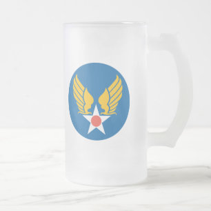 Taza De Cristal Esmerilado Escudo del cuerpo de aire del ejército
