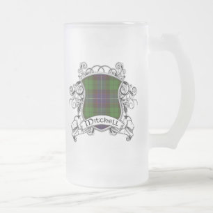 Taza De Cristal Esmerilado Escudo del tartán de Mitchell