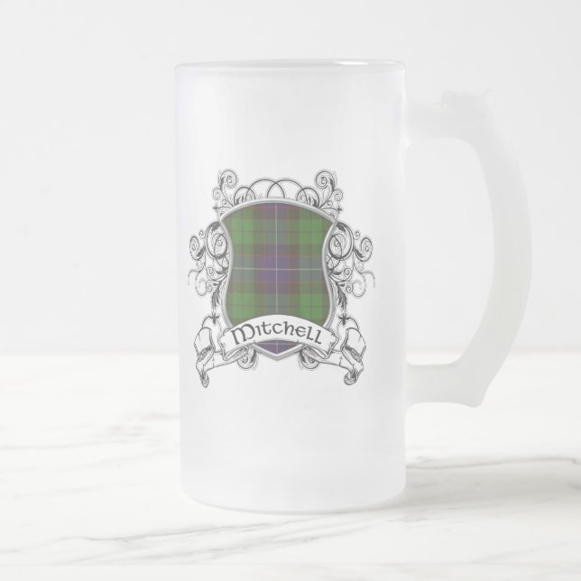 Taza De Cristal Esmerilado Escudo del tartán de Mitchell (Derecha)