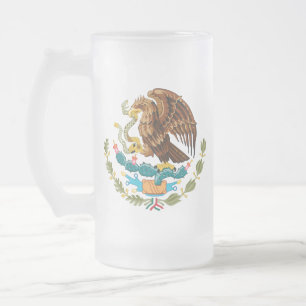 Taza De Cristal Esmerilado Escudo Nacional de México - Emblema Mexicano