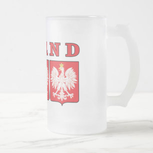 Taza De Cristal Esmerilado Escudos de águila de Polonia