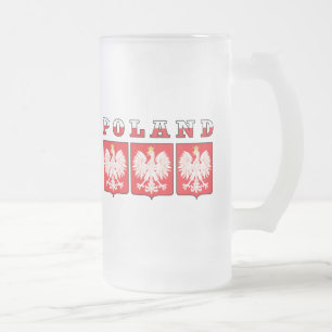Taza De Cristal Esmerilado Escudos de águila de Polonia